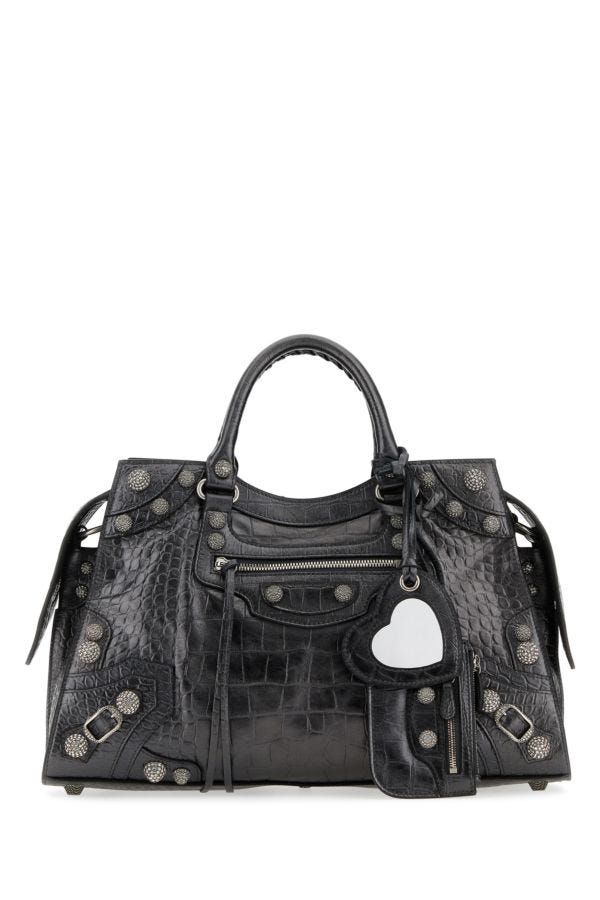 BALENCIAGA | Lead leather Neo Cagole City handbag
