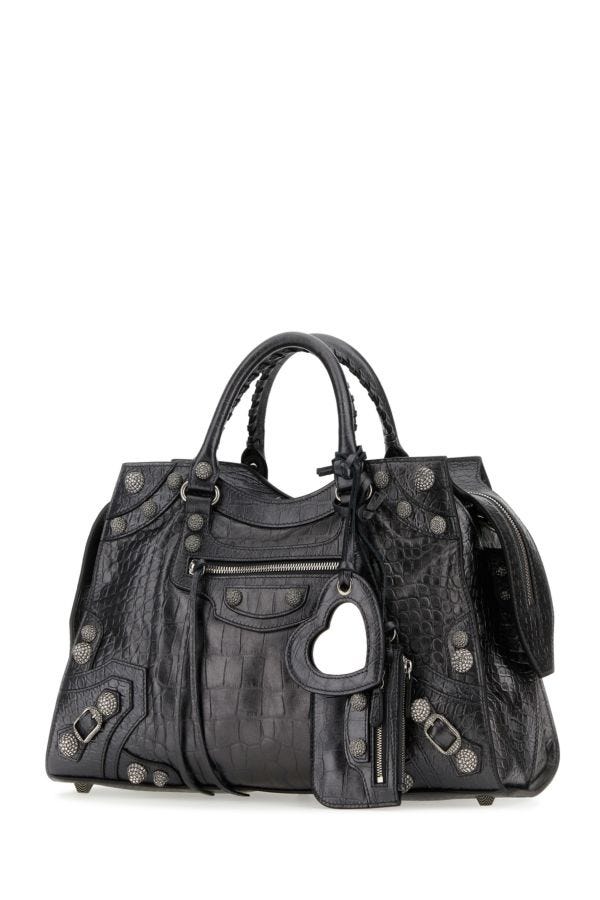 BALENCIAGA | Lead leather Neo Cagole City handbag