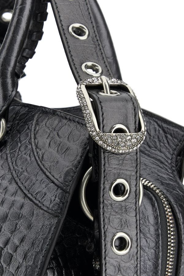 BALENCIAGA | Lead leather Neo Cagole City handbag