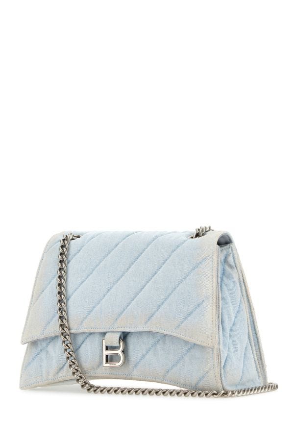 BALENCIAGA | Light-blue denim Crush M shoulder bag