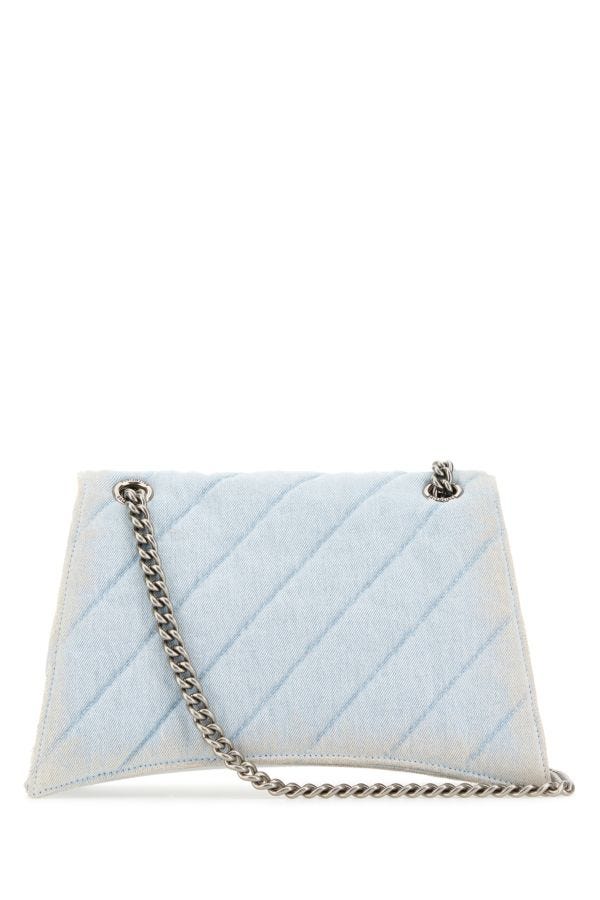 BALENCIAGA | Light-blue denim Crush M shoulder bag