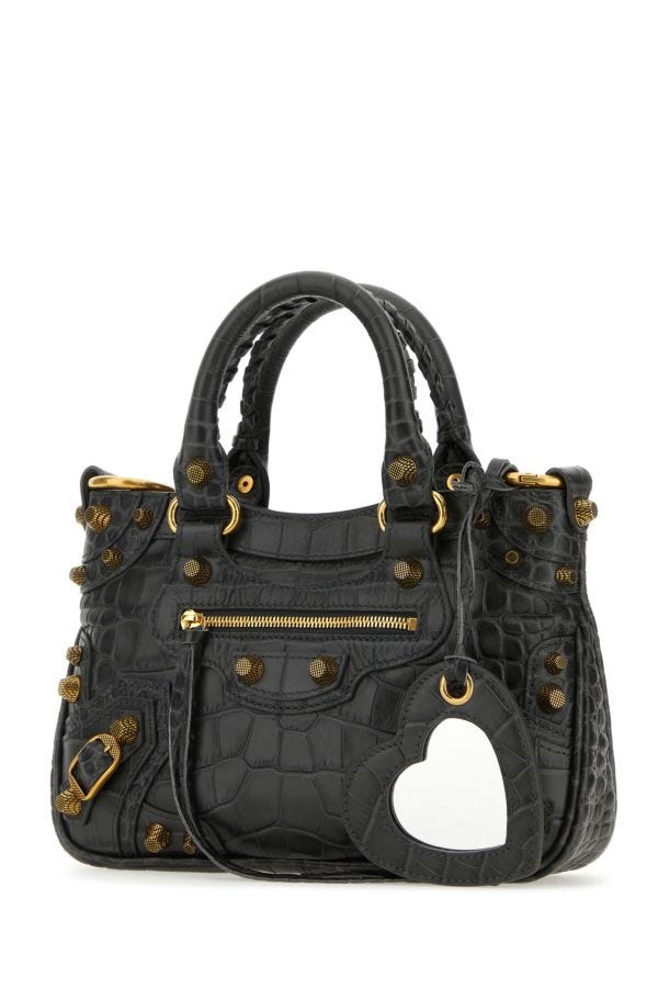 BALENCIAGA | Charcoal leather Neo Cagole S handbag