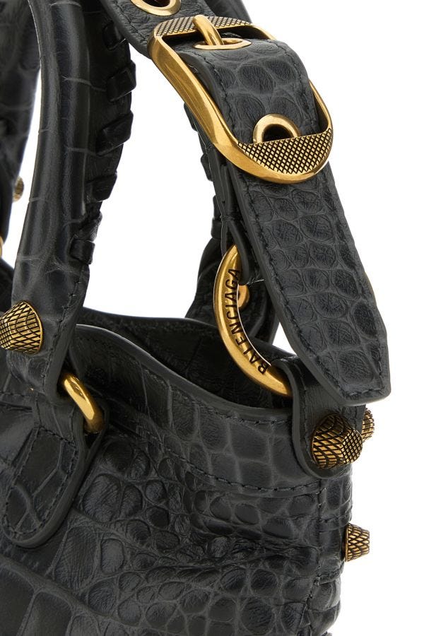 BALENCIAGA | Charcoal leather Neo Cagole S handbag