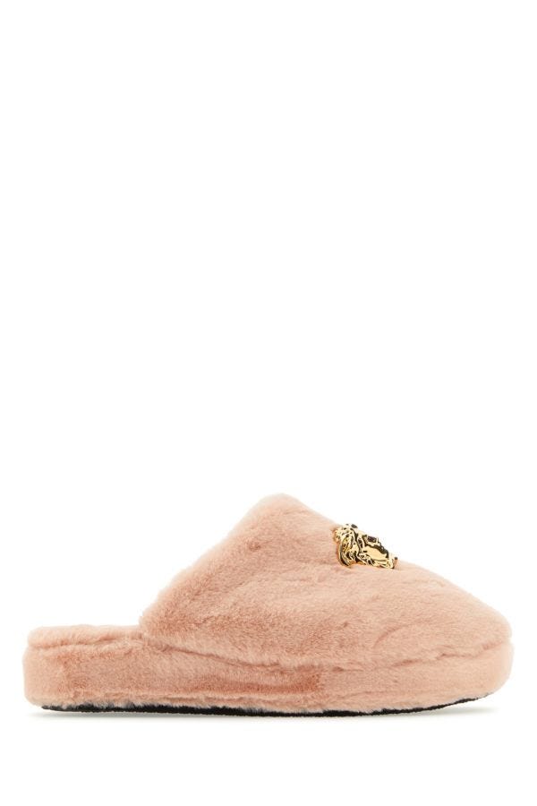 VERSACE | Light pink eco fur slippers
