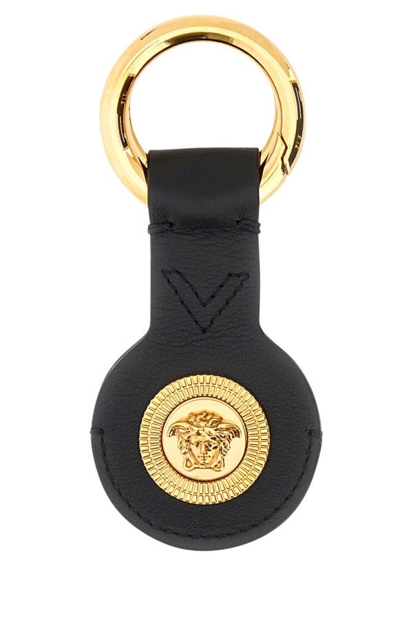 VERSACE | Black leather keyring