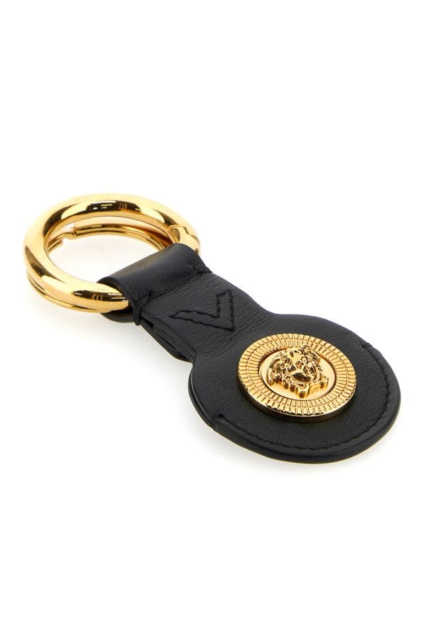 VERSACE | Black leather keyring