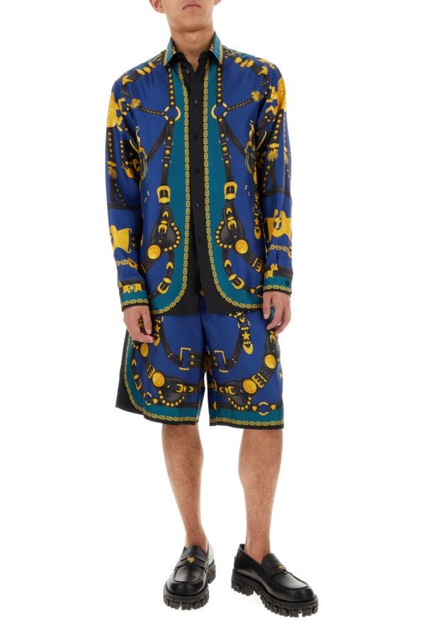 VERSACE | Printed satin bermuda shorts