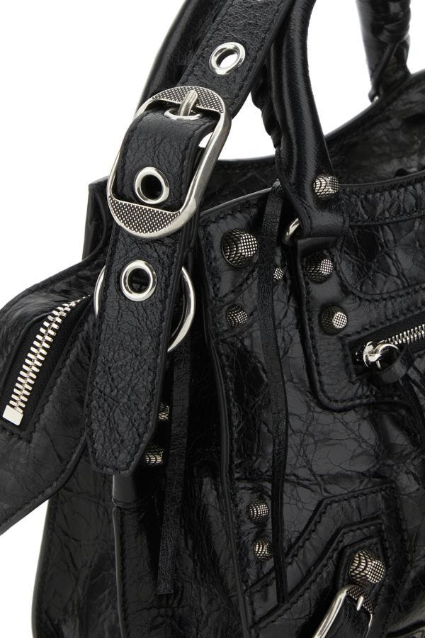 BALENCIAGA | Black leather Neo Cagole XS handbag