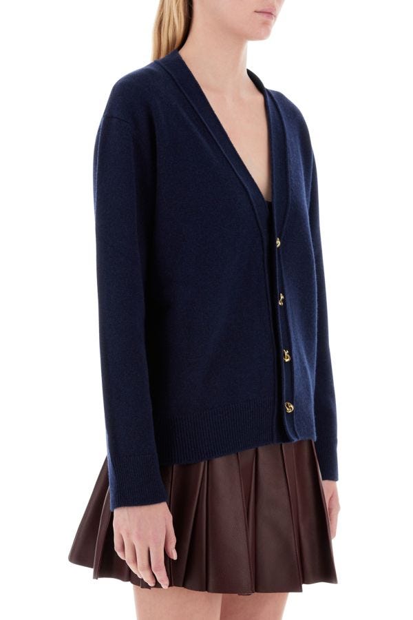 BOTTEGA VENETA | Midnight blue stretch cashmere blend cardigan