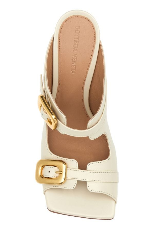 BOTTEGA VENETA | Ivory leather Stretch Buckle mules