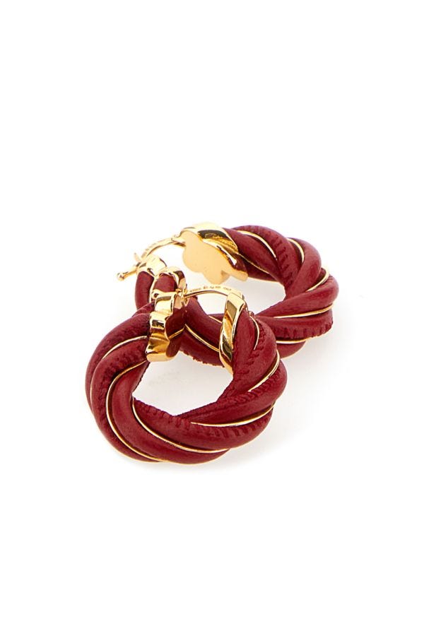 BOTTEGA VENETA | Tiziano red nappa leather and 925 silver Twist earrings