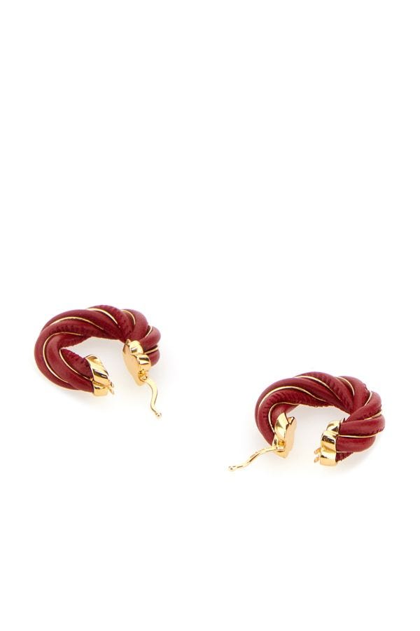 BOTTEGA VENETA | Tiziano red nappa leather and 925 silver Twist earrings