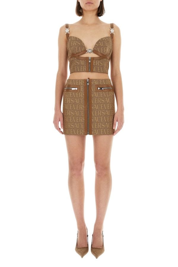 VERSACE | Embroidered jacquard mini skirt