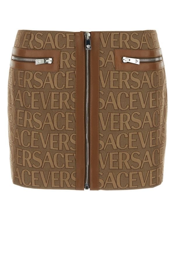 VERSACE | Embroidered jacquard mini skirt