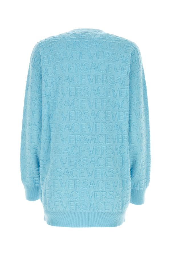 VERSACE | Light-blue wool oversize cardigan