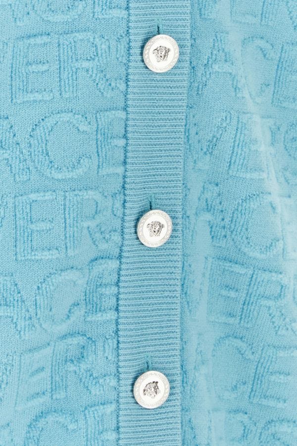 VERSACE | Light-blue wool oversize cardigan