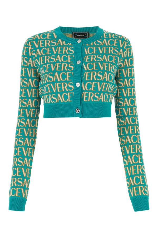 VERSACE | Embroidered cotton blend cardigan