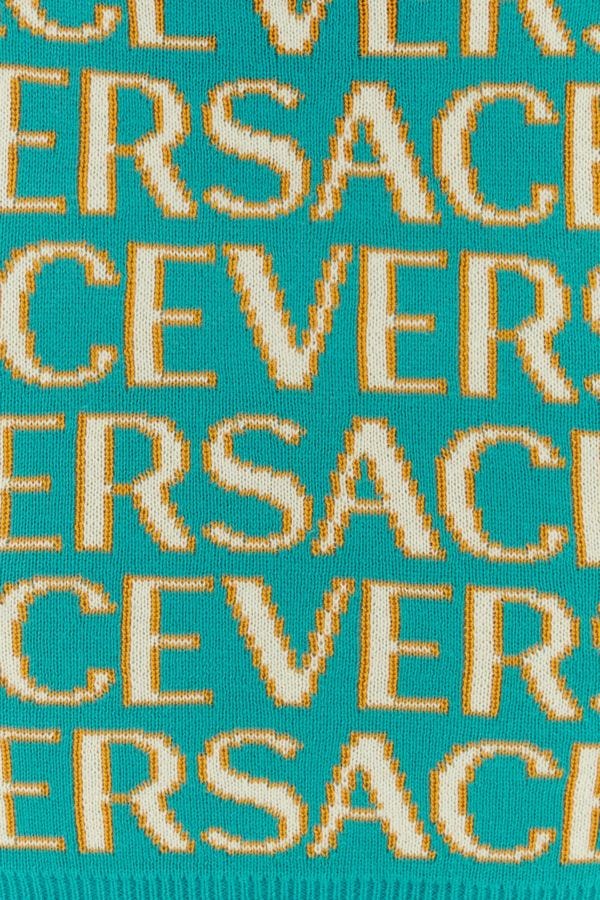 VERSACE | Embroidered cotton blend crop-top