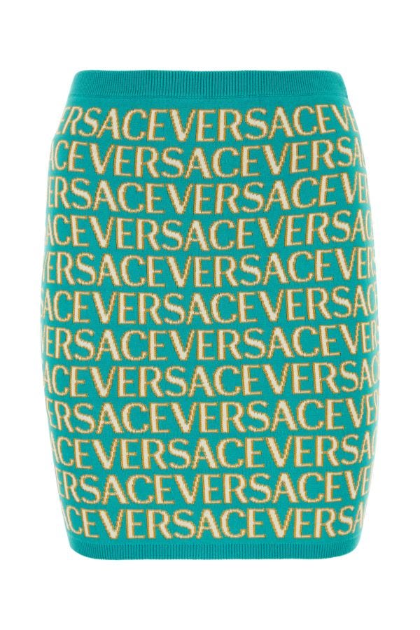 VERSACE | Embroidered stretch cotton blend Versace Allover mini skirt