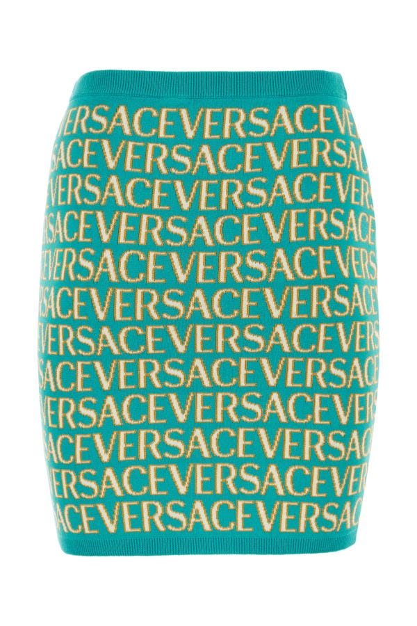 VERSACE | Embroidered stretch cotton blend Versace Allover mini skirt