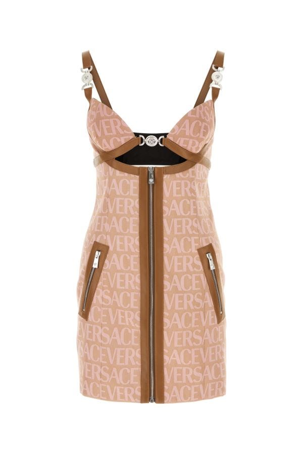 VERSACE | Embroidered polyester blend mini dress