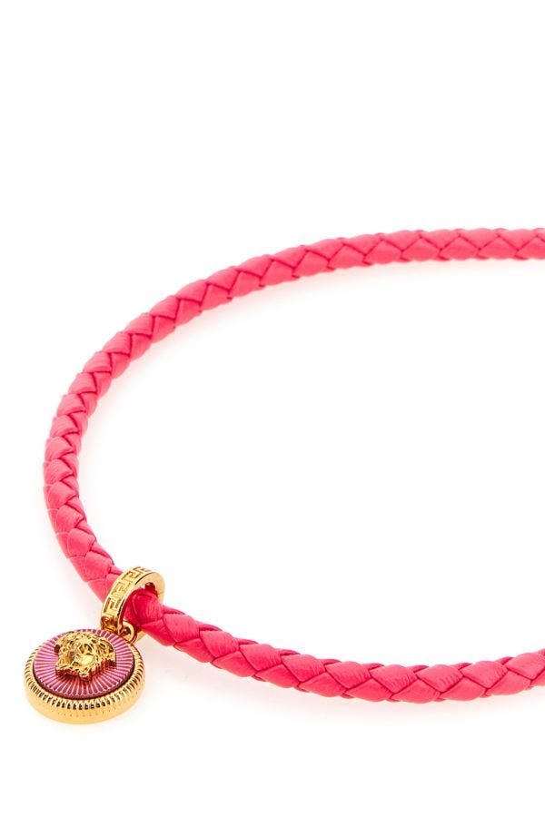 VERSACE | Dark pink leather necklace