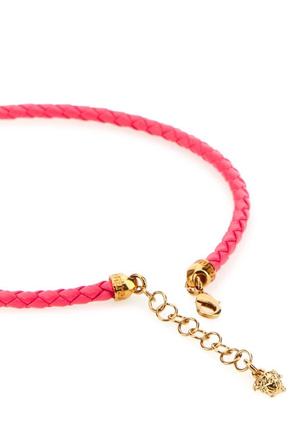 VERSACE | Dark pink leather necklace