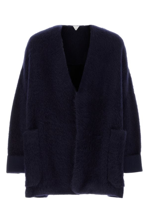 BOTTEGA VENETA | Navy blue stretch wool blend cardigan