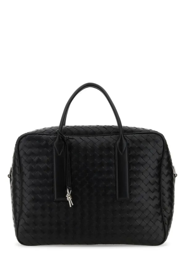 BOTTEGA VENETA | ブラック レザー ミディアム ウィークエンダー ゲッタウェイ バッグ