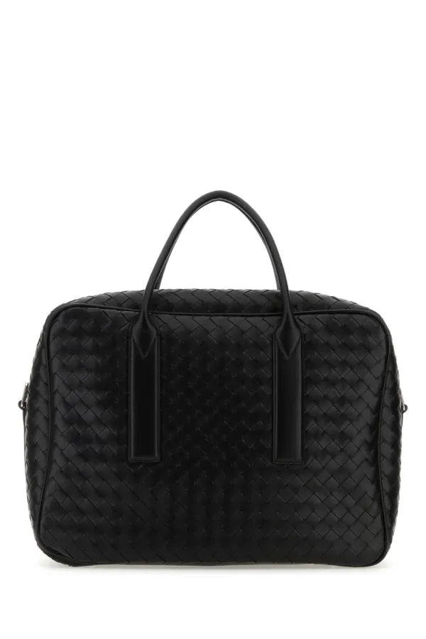 BOTTEGA VENETA | ブラック レザー ミディアム ウィークエンダー ゲッタウェイ バッグ