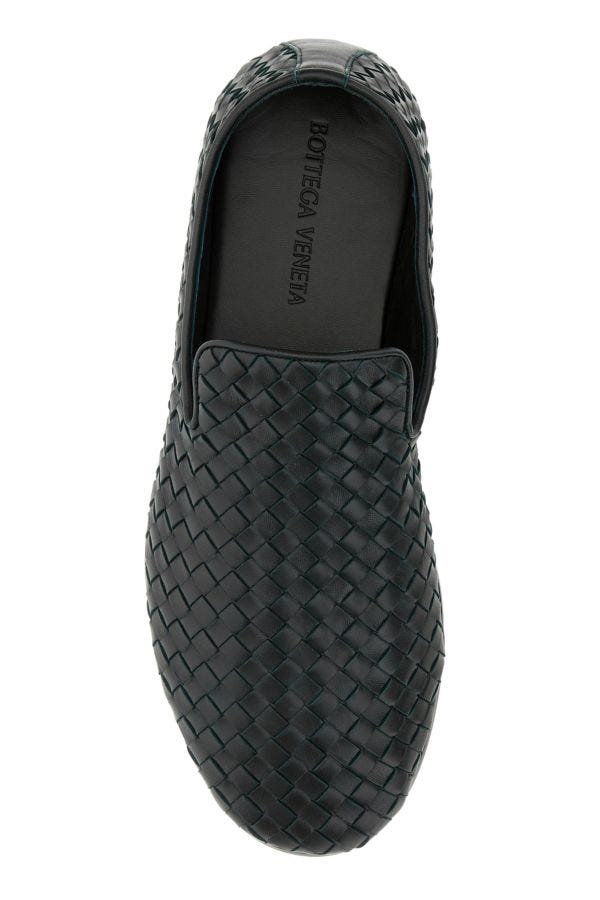 BOTTEGA VENETA | Dark green nappa leather Sunday slip ons