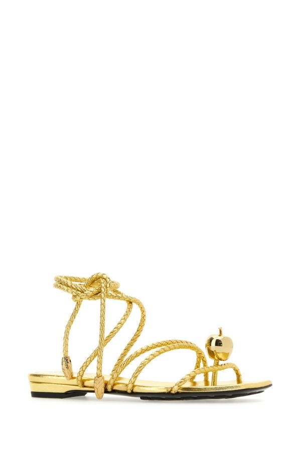 BOTTEGA VENETA | Gold leather Adam sandals