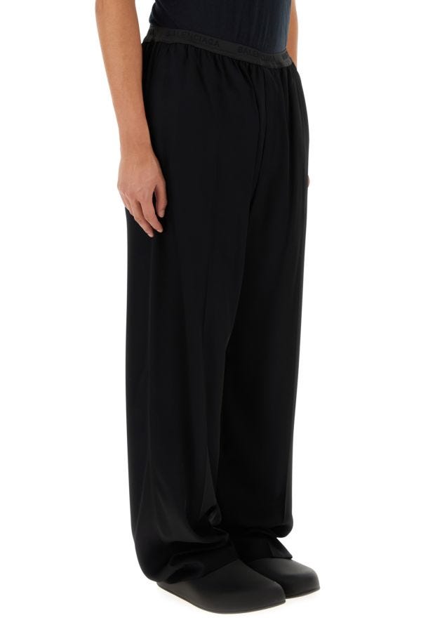 BALENCIAGA | Black viscose wide-leg pant