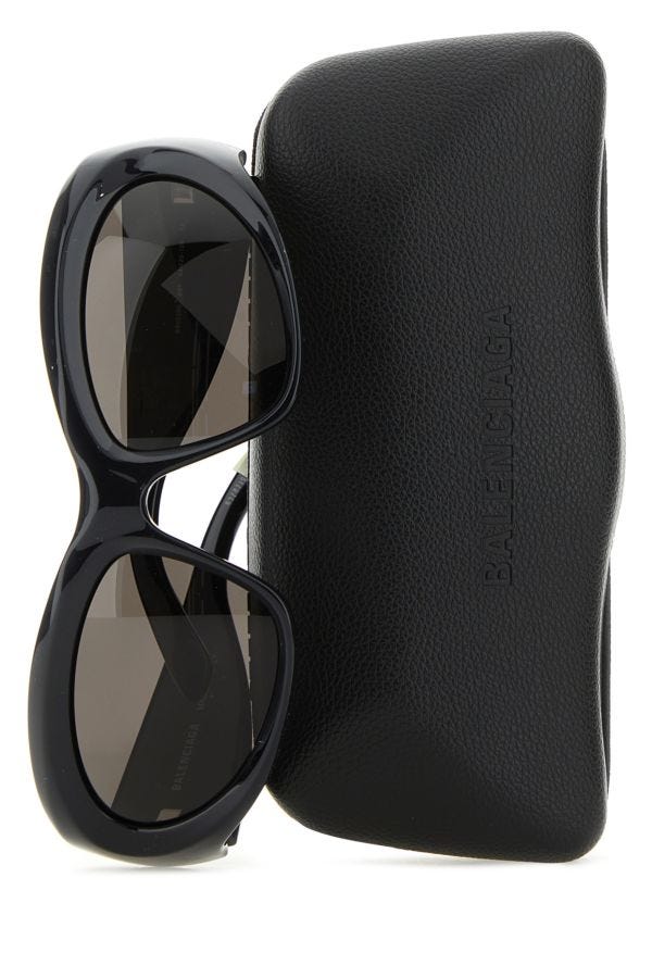 BALENCIAGA | Black acetate Bat Rectangle sunglasses