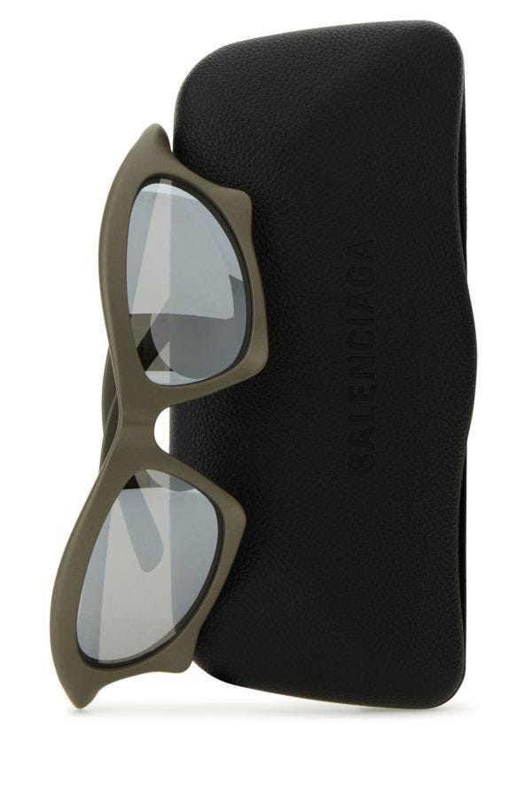 BALENCIAGA | Silver acetate Bat Rectangle sunglasses