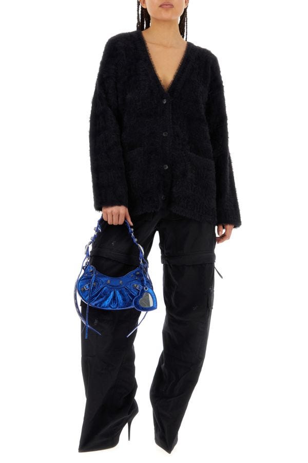 BALENCIAGA | Blue nappa leather Le Cagole XS shoulder bag