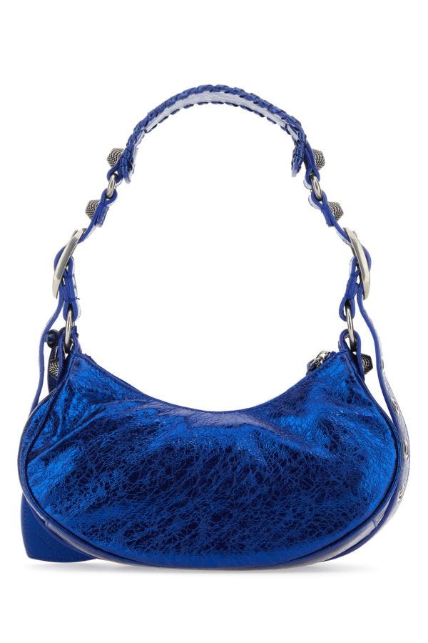 BALENCIAGA | Blue nappa leather Le Cagole XS shoulder bag