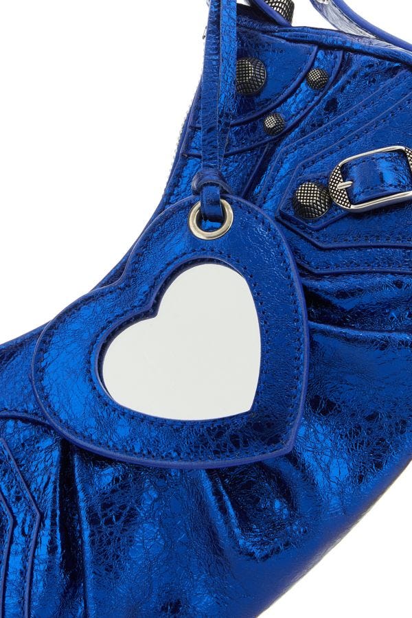 BALENCIAGA | Blue nappa leather Le Cagole XS shoulder bag