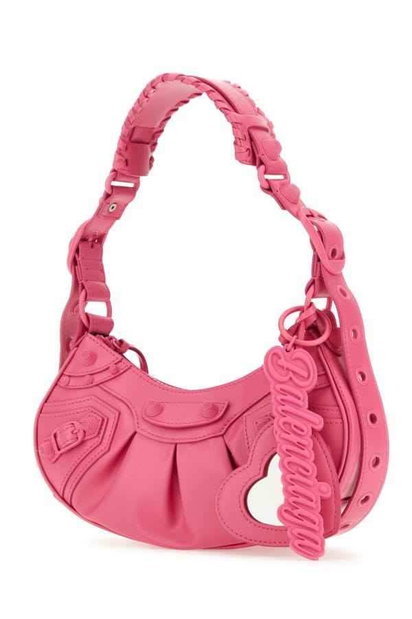 BALENCIAGA | Fuchsia leather Le Cagole XS shoulder bag