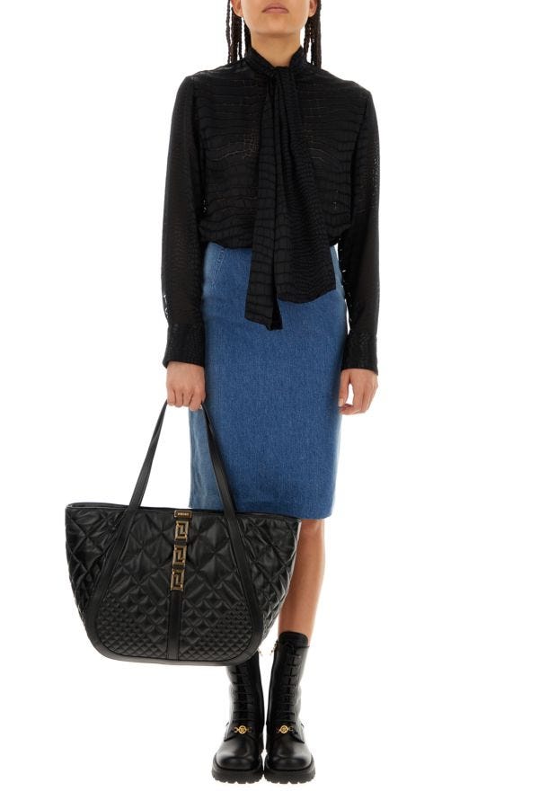 VERSACE | Black viscose blend Lavallère Devoré shirt