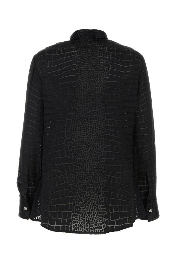 VERSACE | Black viscose blend Lavallère Devoré shirt
