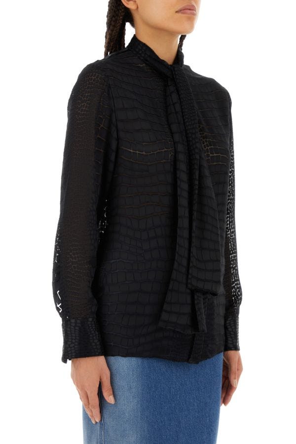 VERSACE | Black viscose blend Lavallère Devoré shirt