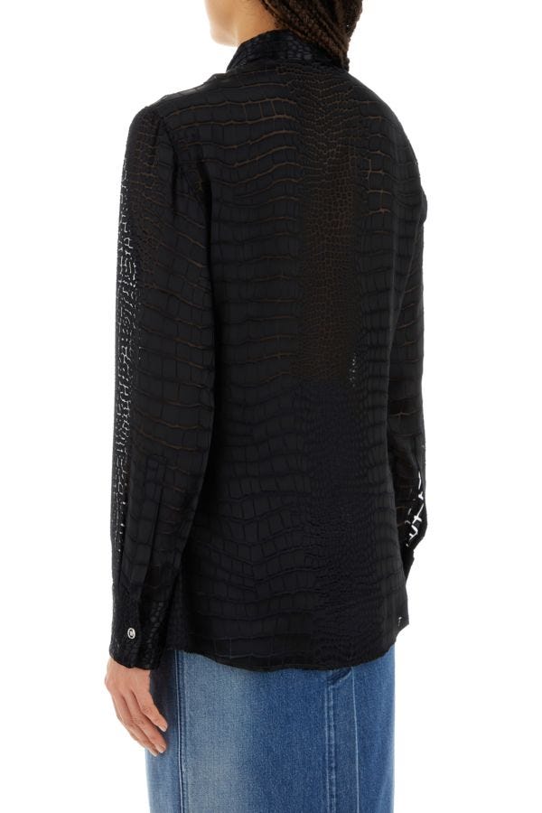 VERSACE | Black viscose blend Lavallère Devoré shirt