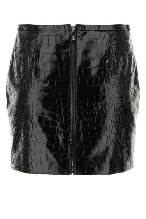 VERSACE | Black leather mini skirt