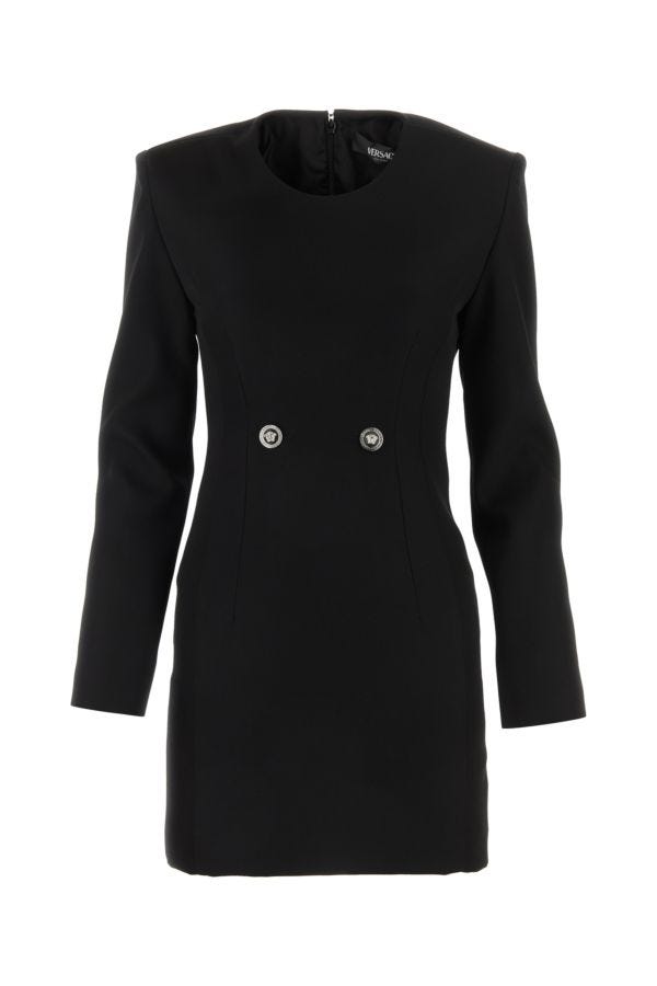 VERSACE | Black grain de poudre mini dress