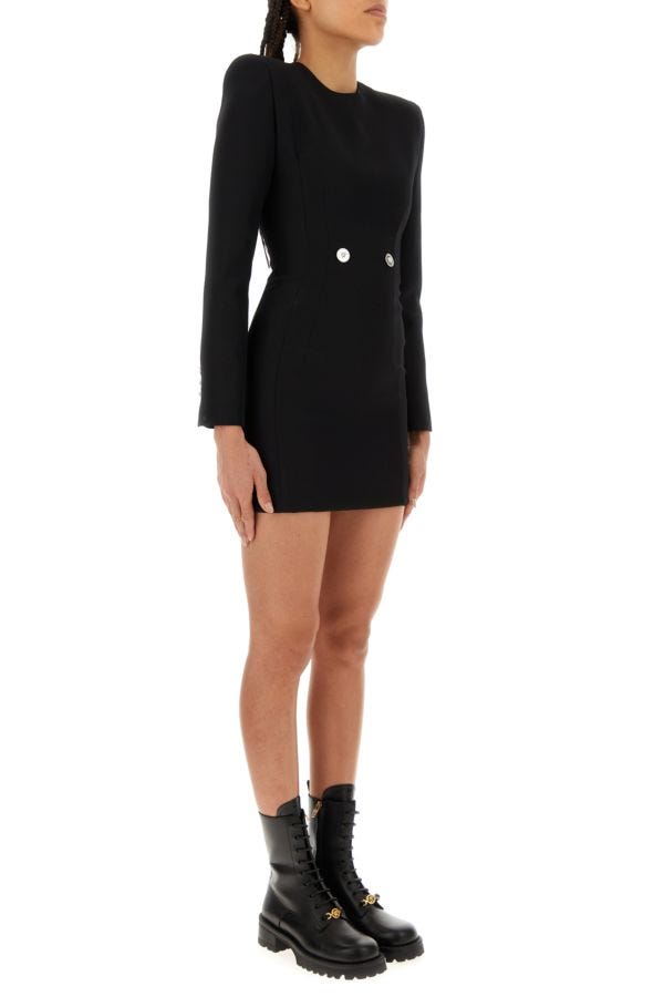 VERSACE | Black grain de poudre mini dress