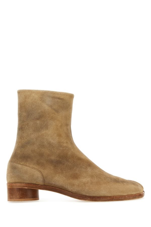 MAISON MARGIELA | Beige suede Tabi ankle boots