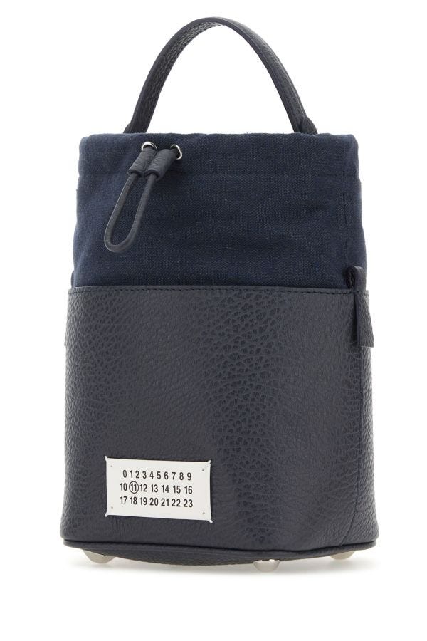 MAISON MARGIELA | Anthracite leather and canvas mini 5AC bucket bag