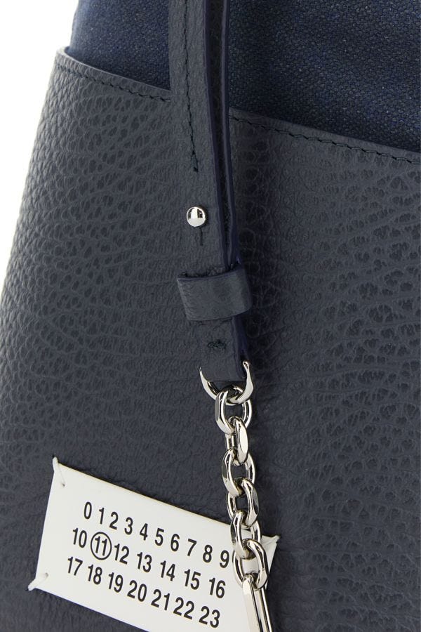 MAISON MARGIELA | Anthracite leather and canvas mini 5AC bucket bag