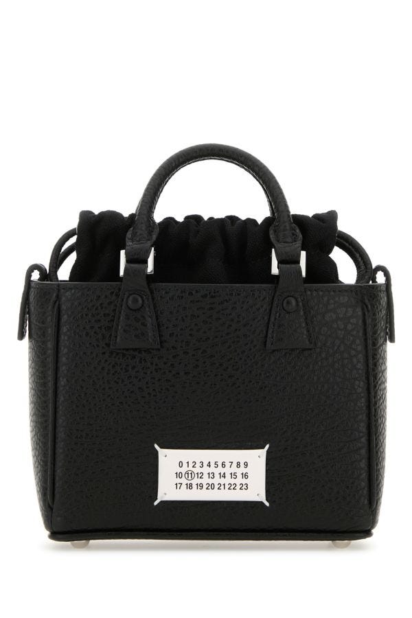 MAISON MARGIELA | Black leather 5ac Tote Horizontal handbag